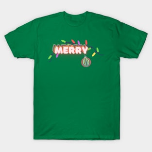 Merry - Neon Lights and Ornaments T-Shirt